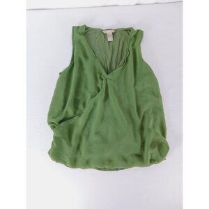 Banana Republic Blouse Womens XS Green V-Neck Sleeveless Lined Chiffon